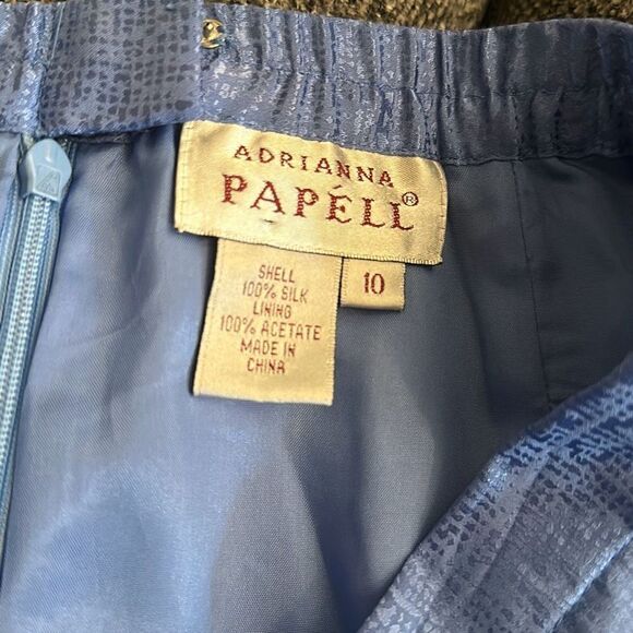 Adrianna Papell blue silk midi skirt 10 - Picture 5 of 7